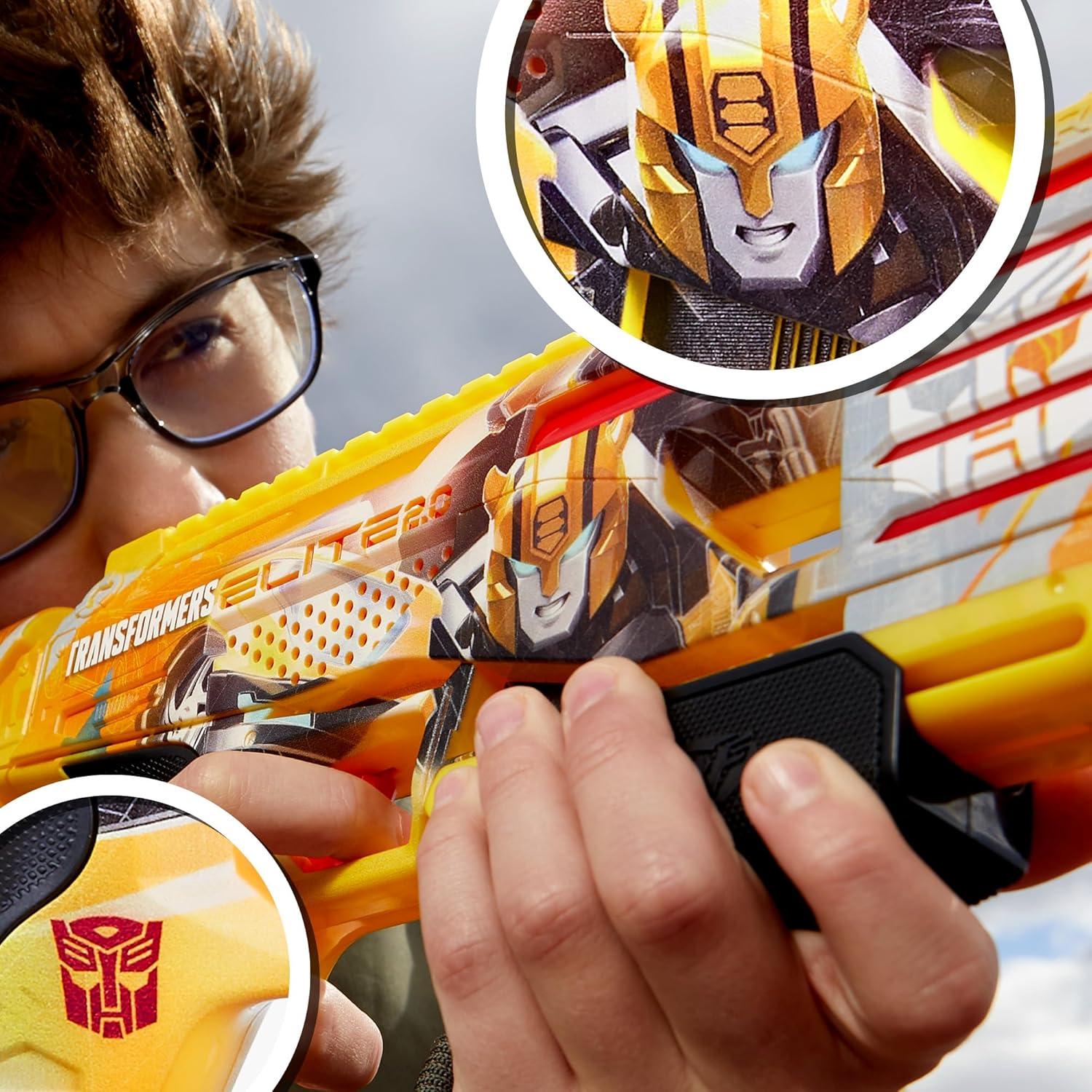 Blaster Nerf Transformers Bumblebee con 8 Dardos Elite