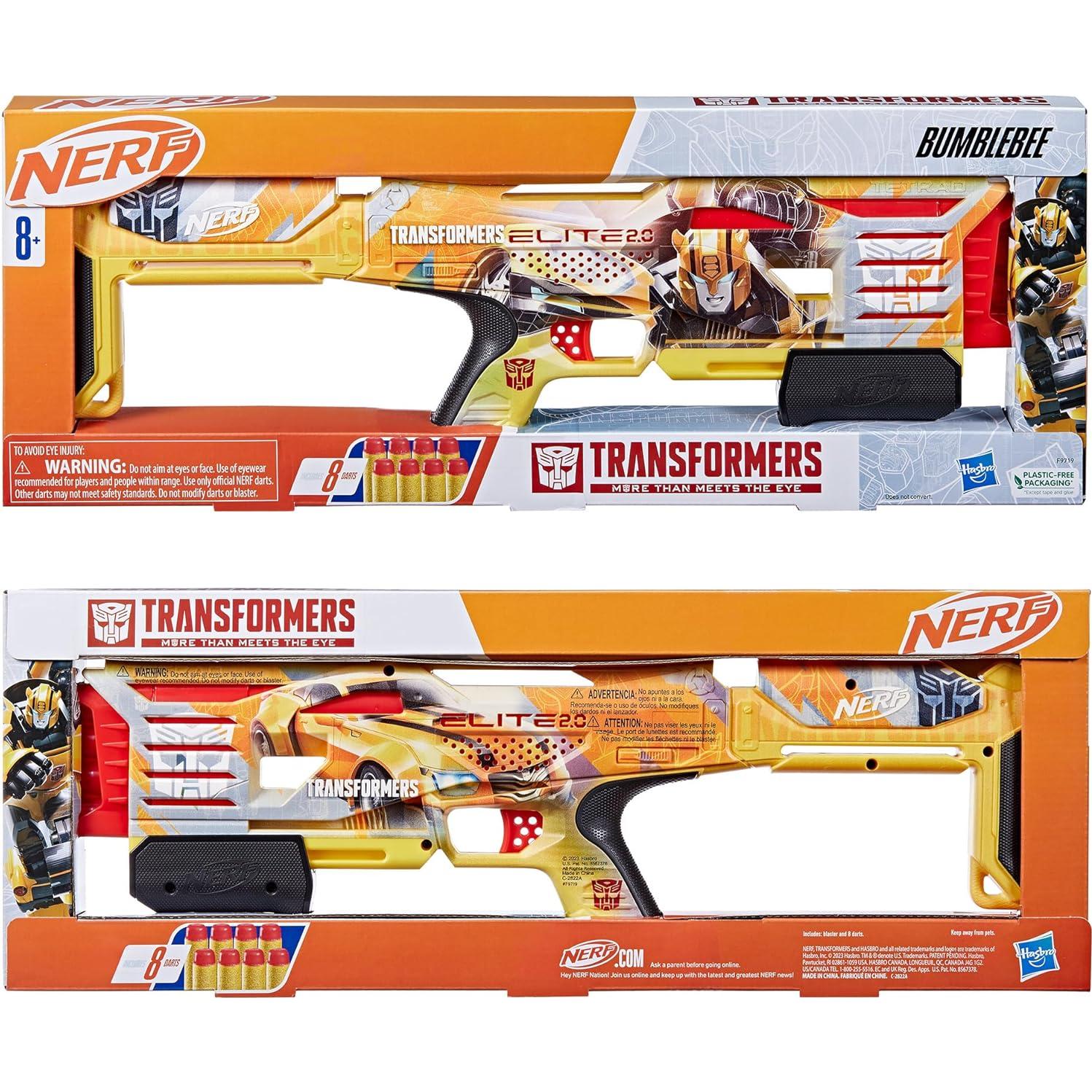 Blaster Nerf Transformers Bumblebee con 8 Dardos Elite