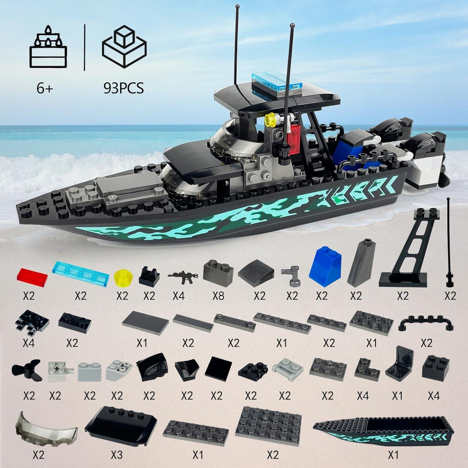 Conjunto de Bloques de Construcción Barco Rápido JQARCH 93PCS