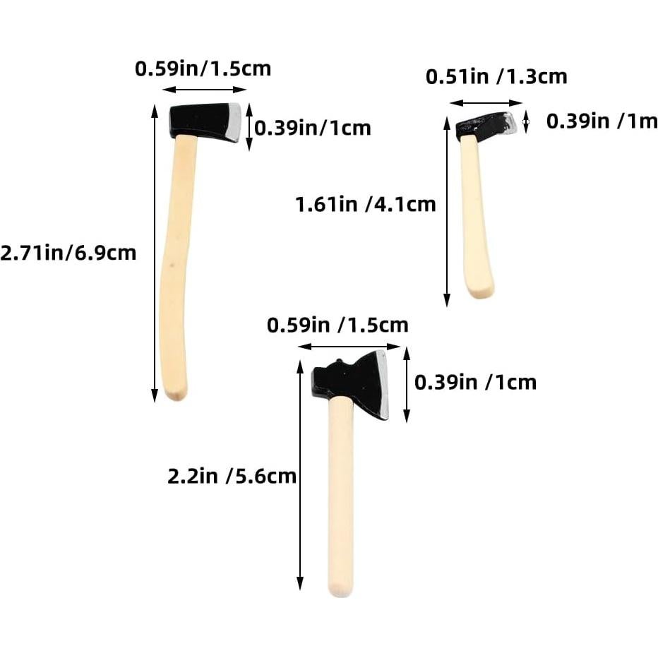 Set de 3 Hachas en Miniatura 1/12 Jizlan para Casa de Muñecas
