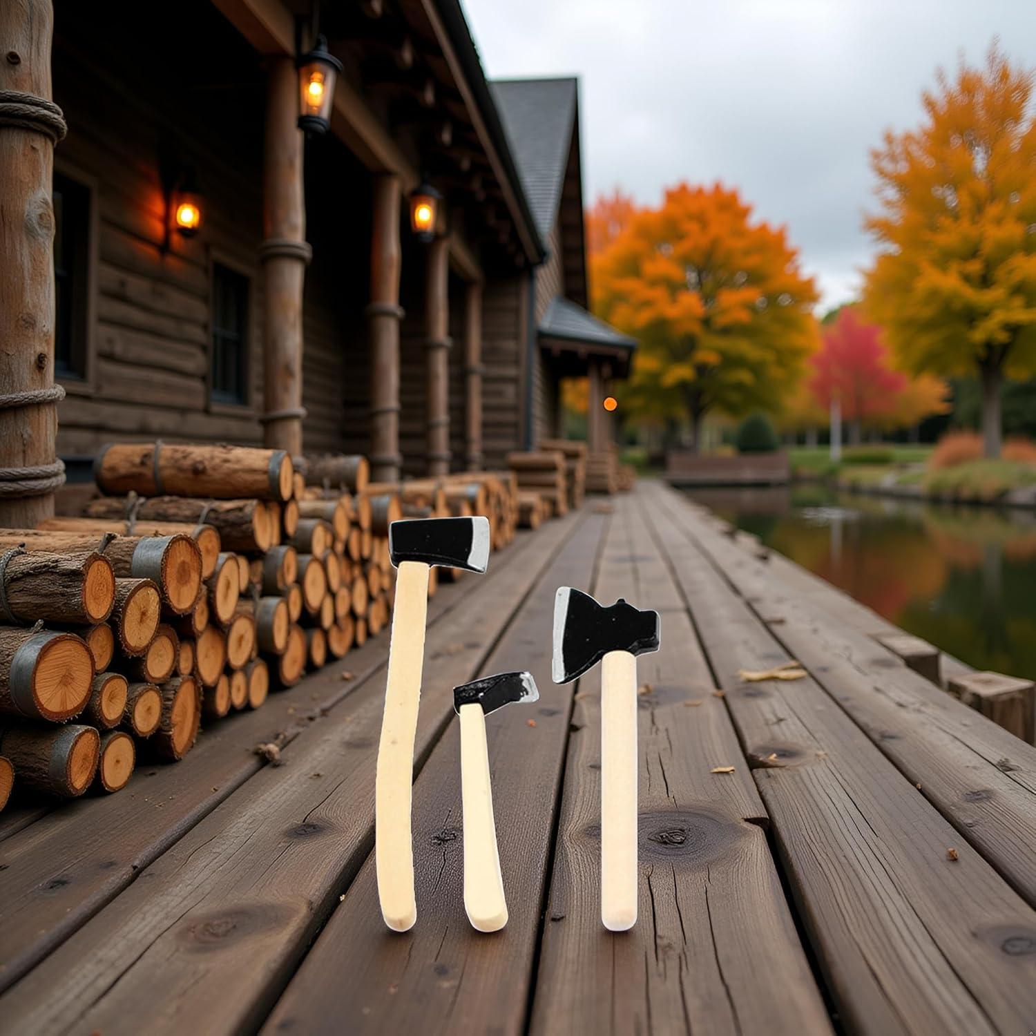 Set de 3 Hachas en Miniatura 1/12 Jizlan para Casa de Muñecas