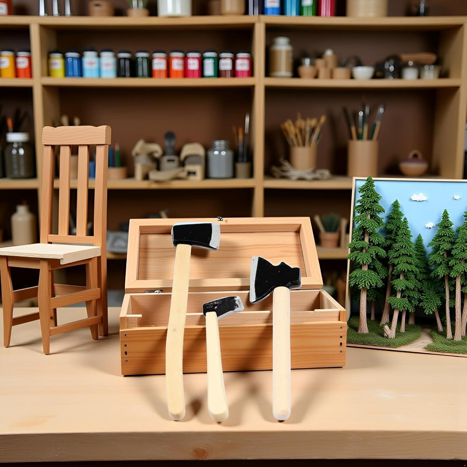 Set de 3 Hachas en Miniatura 1/12 Jizlan para Casa de Muñecas