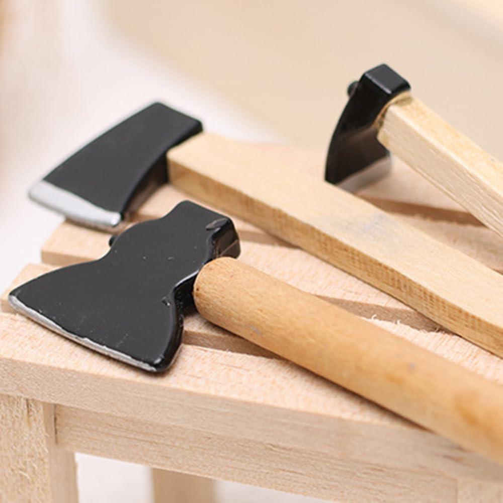 Set de 3 Hachas en Miniatura 1/12 Jizlan para Casa de Muñecas