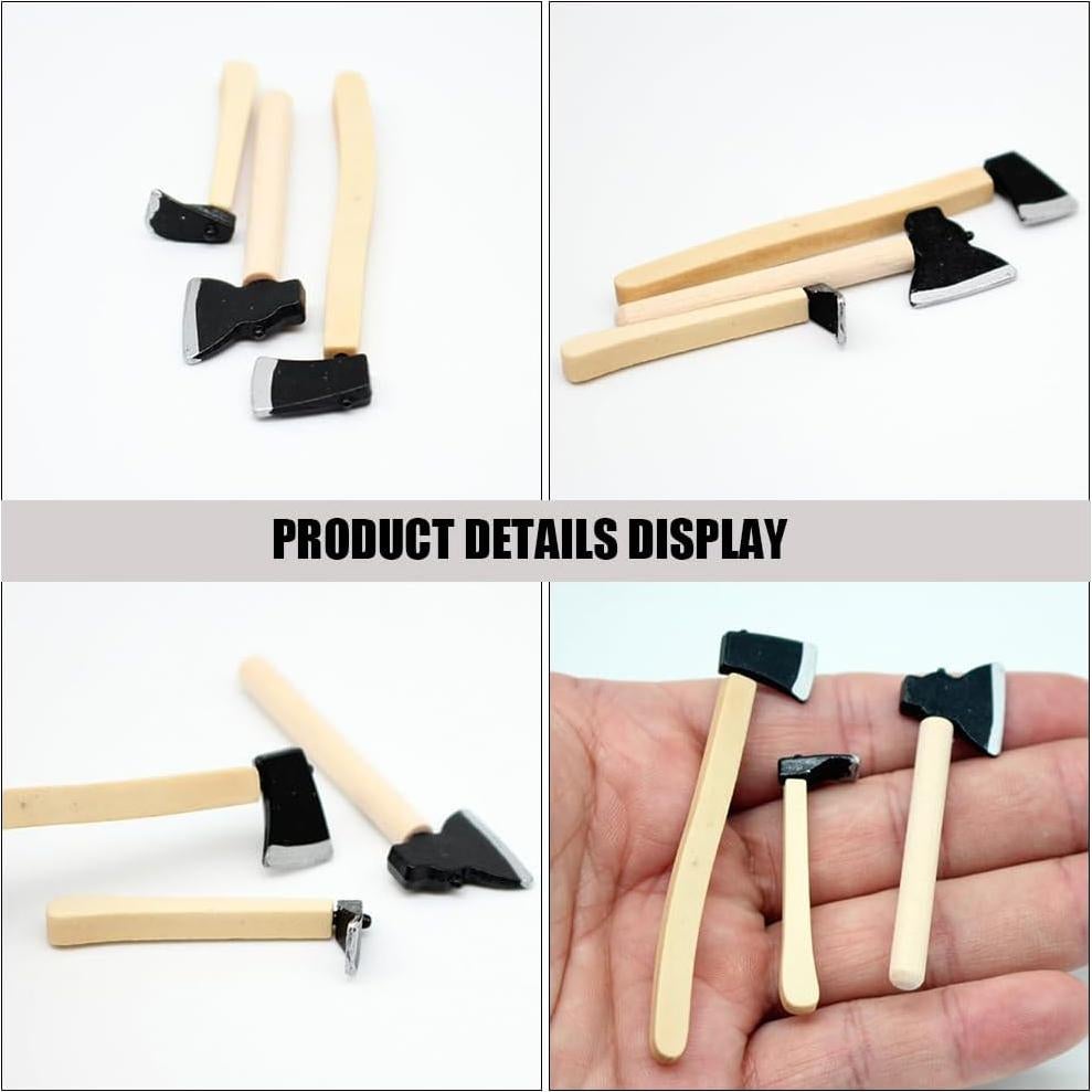 Set de 3 Hachas en Miniatura 1/12 Jizlan para Casa de Muñecas