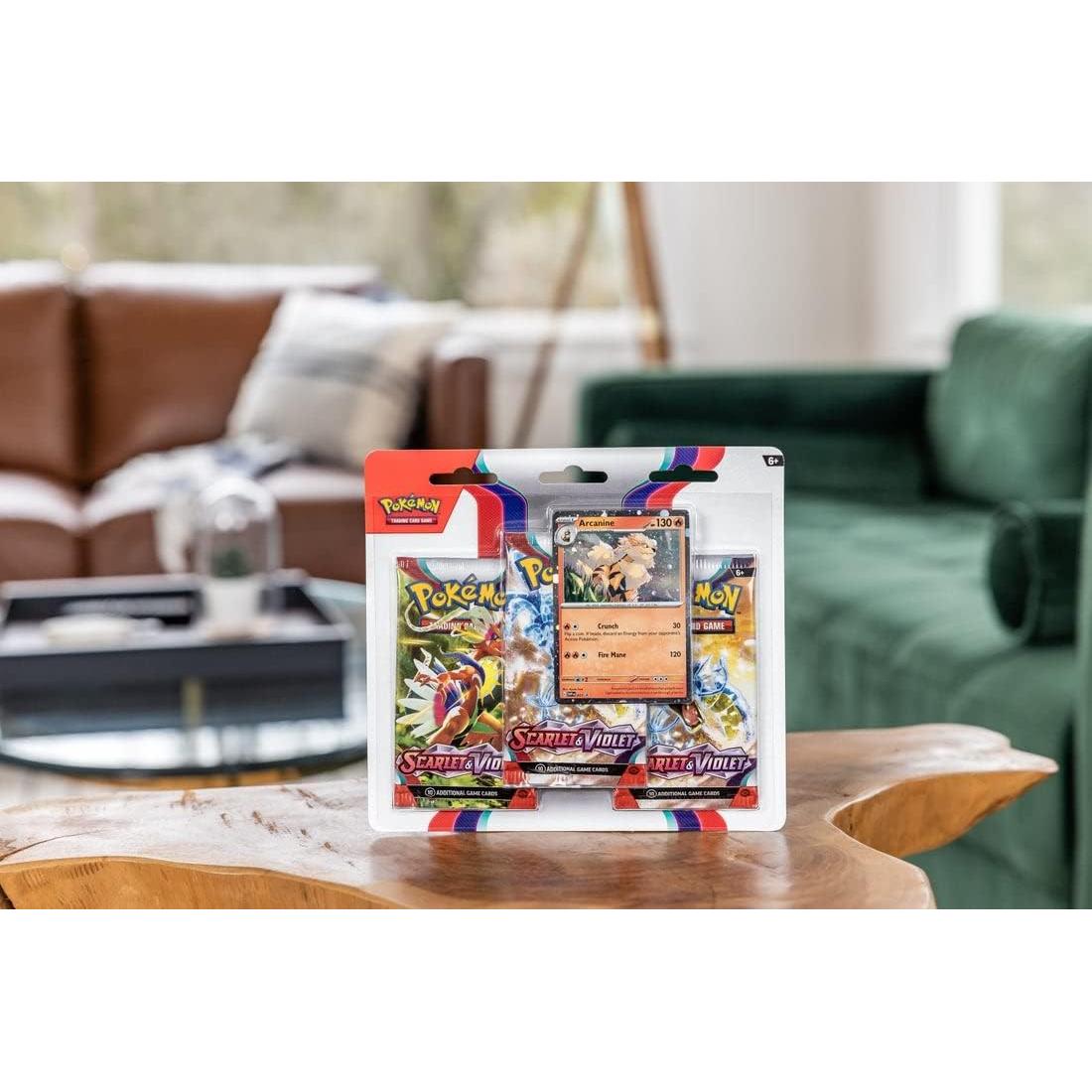 Pokemon TCG Escarlata y Púrpura 3 Paquetes + Arcanine