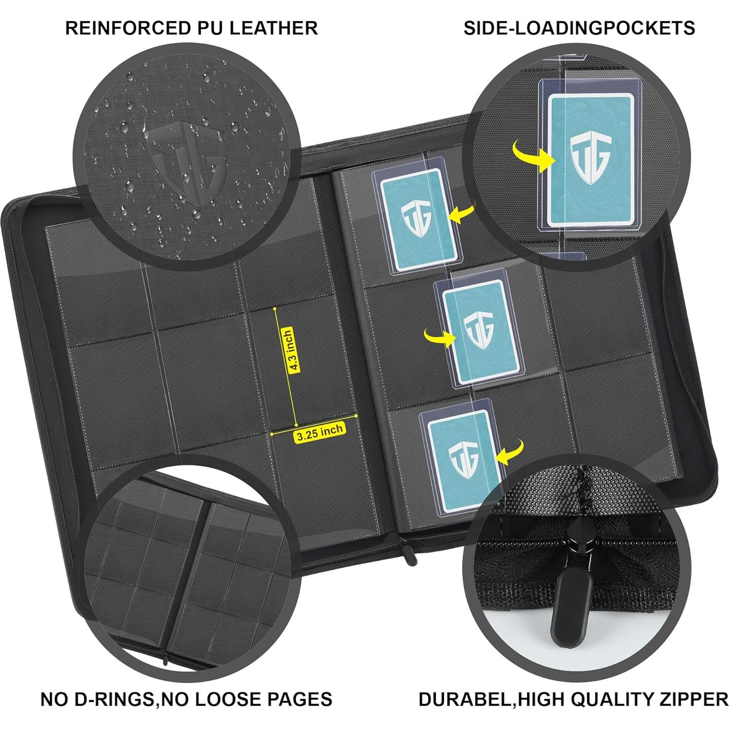 Carpeta de Carga Superior TCGUARD para 216 Cartas - Negro