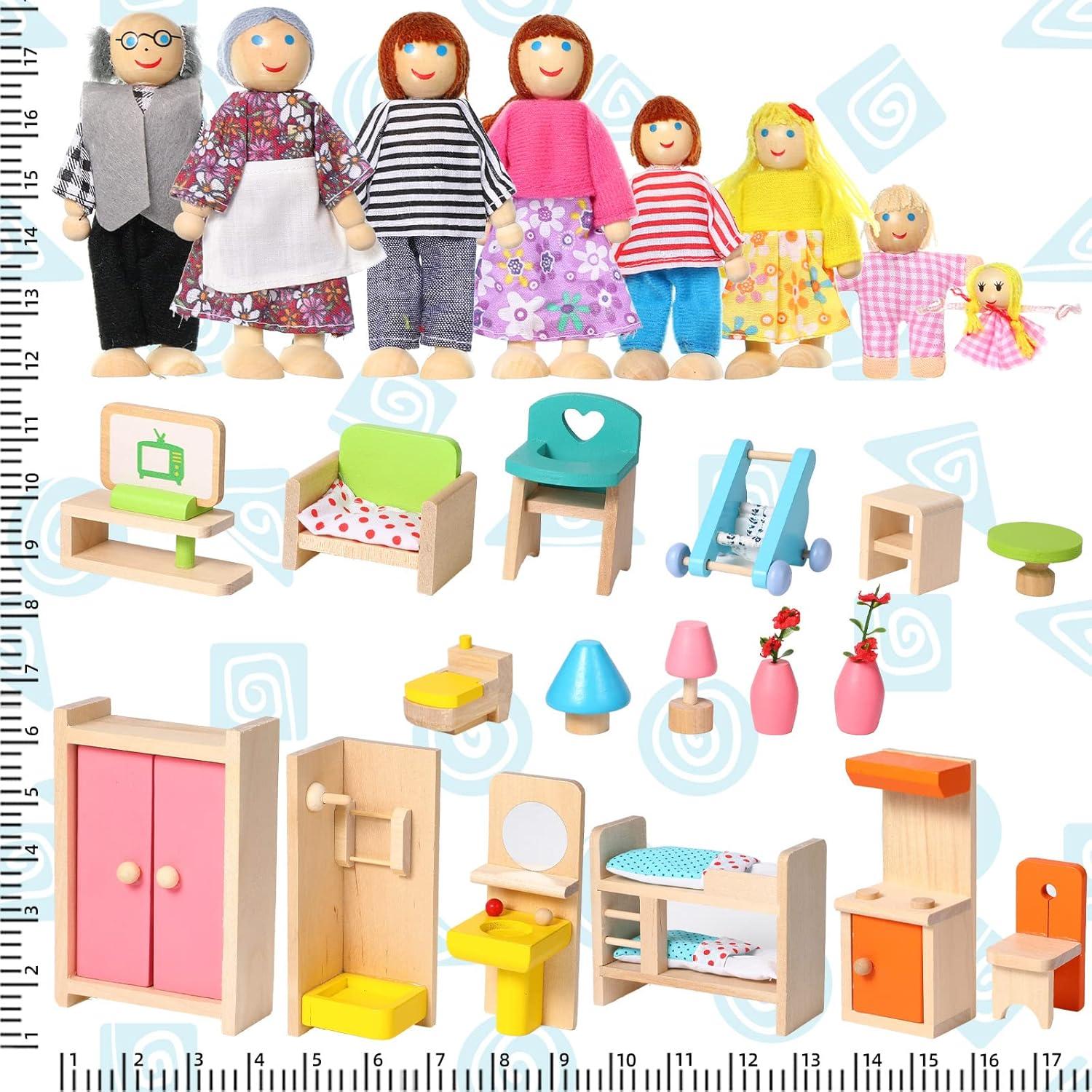 Juego de Muebles de Casa de Muñecas Civaner 52 Piezas Madera