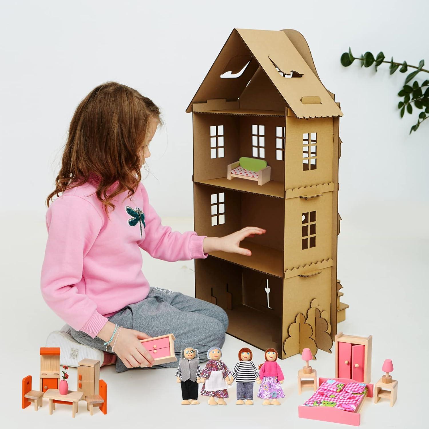 Juego de Muebles de Casa de Muñecas Civaner 52 Piezas Madera