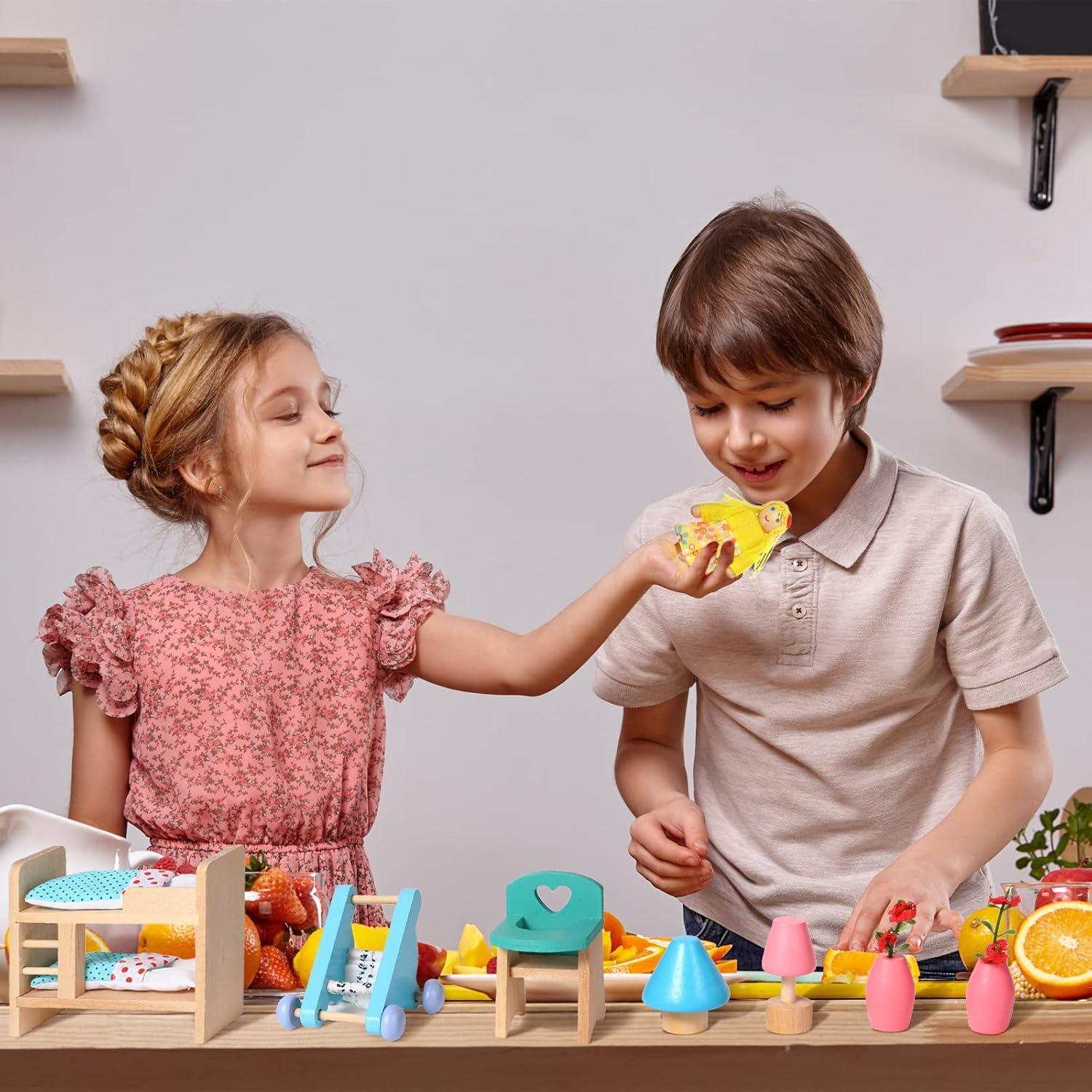 Juego de Muebles de Casa de Muñecas Civaner 52 Piezas Madera