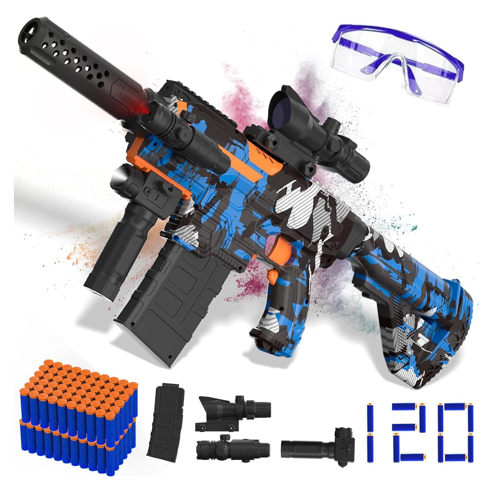 Blaster de Espuma Automático JIFTOK con 120 Dardos - Azul