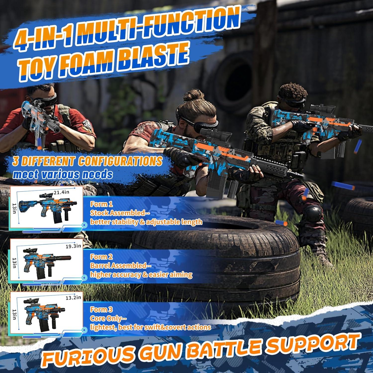 Blaster de Espuma Automático JIFTOK con 120 Dardos - Azul