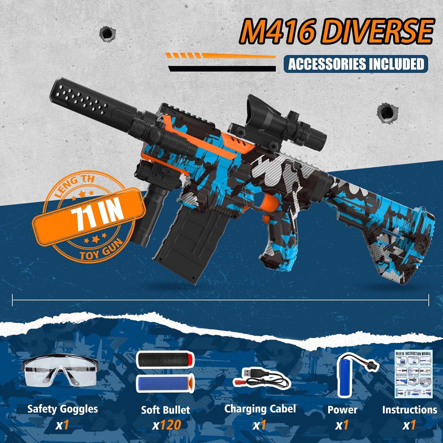 Blaster de Espuma Automático JIFTOK con 120 Dardos - Azul