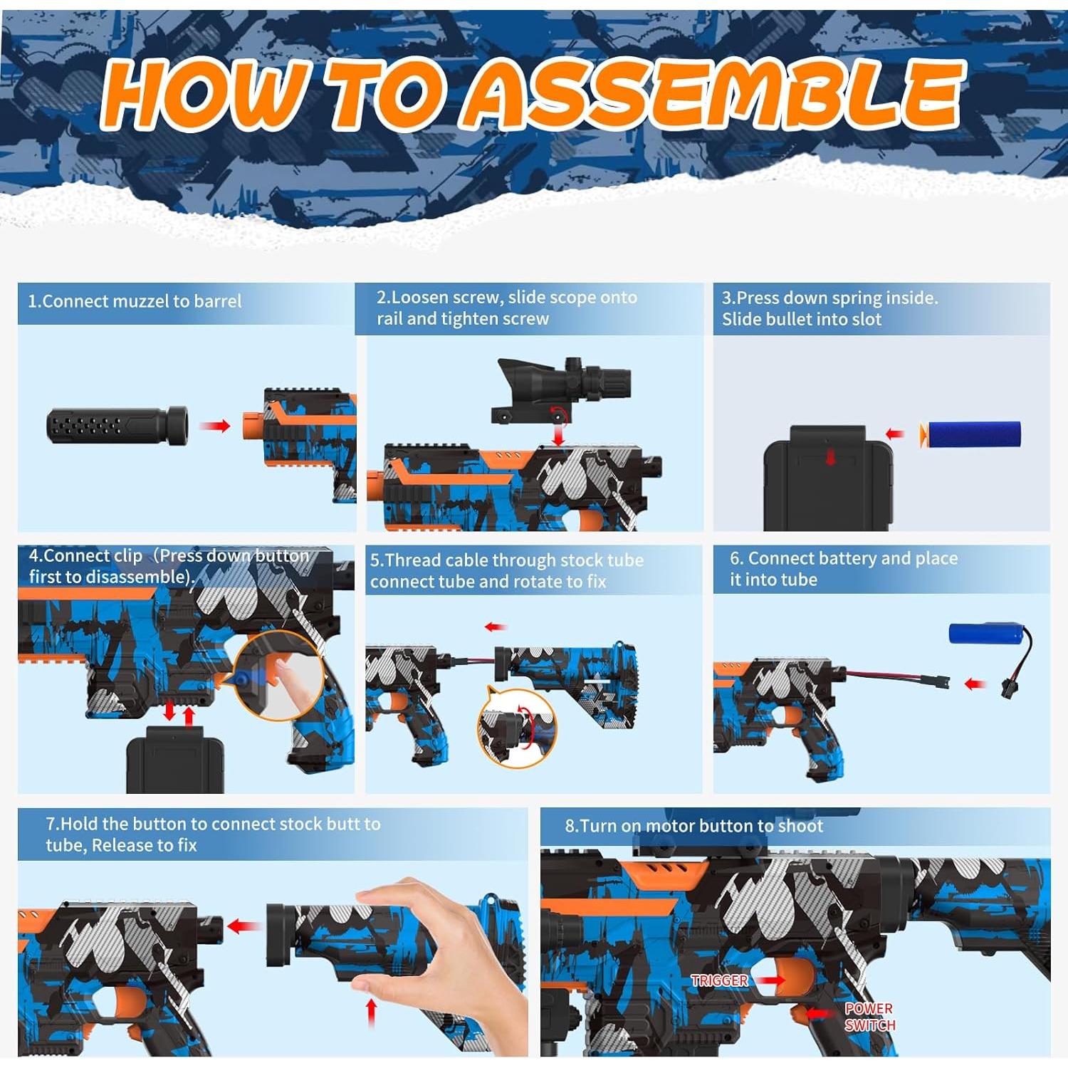 Blaster de Espuma Automático JIFTOK con 120 Dardos - Azul