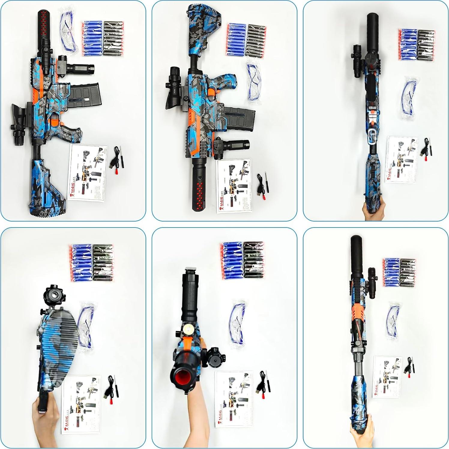 Blaster de Espuma Automático JIFTOK con 120 Dardos - Azul