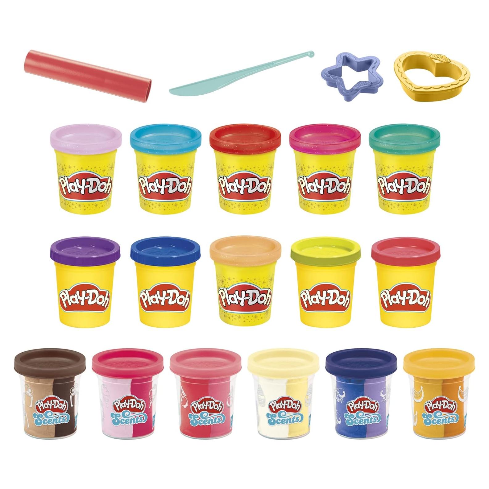 Play-Doh Paquete de Variedad Brillante y Aromas 16 Latas 907g