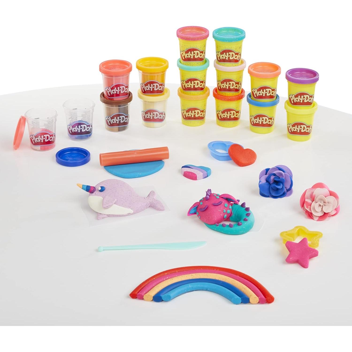Play-Doh Paquete de Variedad Brillante y Aromas 16 Latas 907g