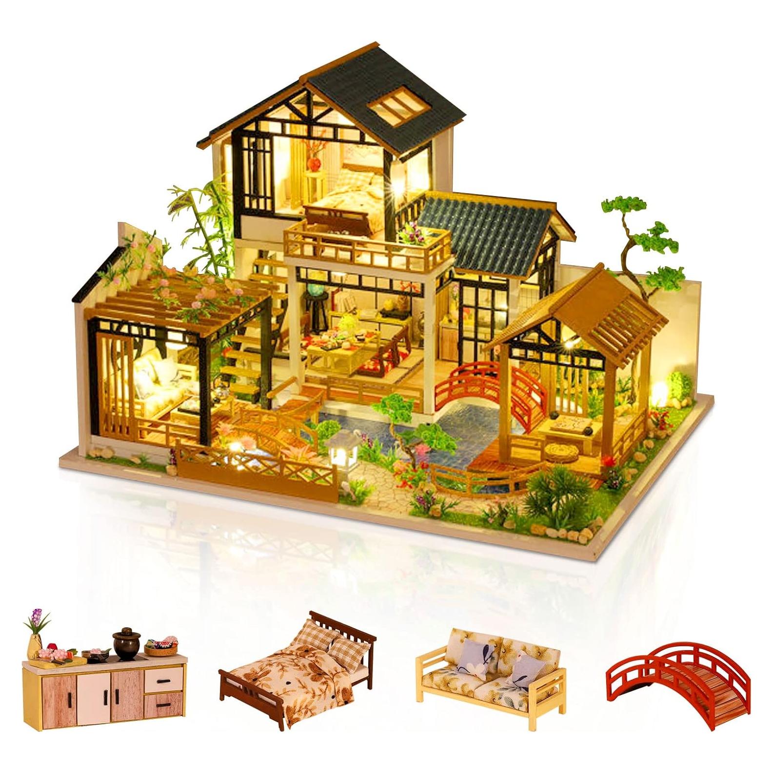 Kit de Casa de Muñecas Miniatura DIY GuDoQi 1:24 con Muebles