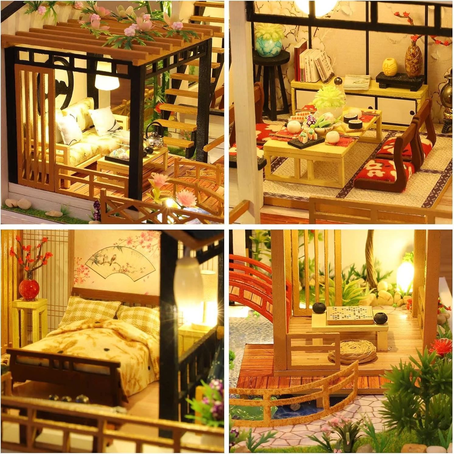 Kit de Casa de Muñecas Miniatura DIY GuDoQi 1:24 con Muebles