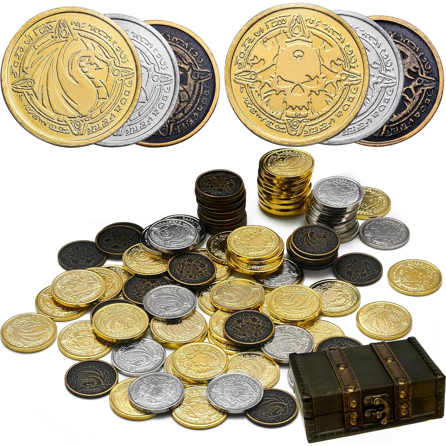 Monedas Pirata de Metal Hualishu - 110 Piezas para Juegos de Mesa