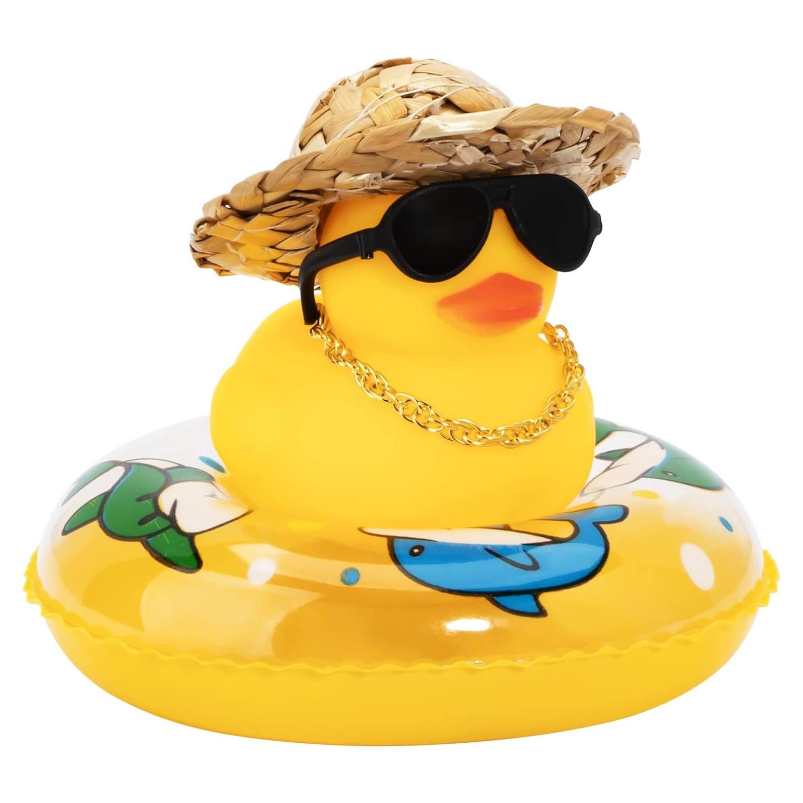 Pato de Goma Wonuu con Sombrero y Gafas para Auto