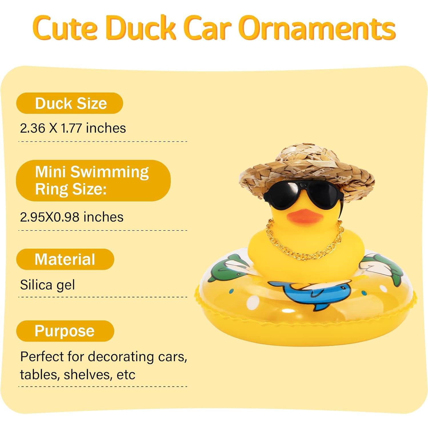 Pato de Goma Wonuu con Sombrero y Gafas para Auto