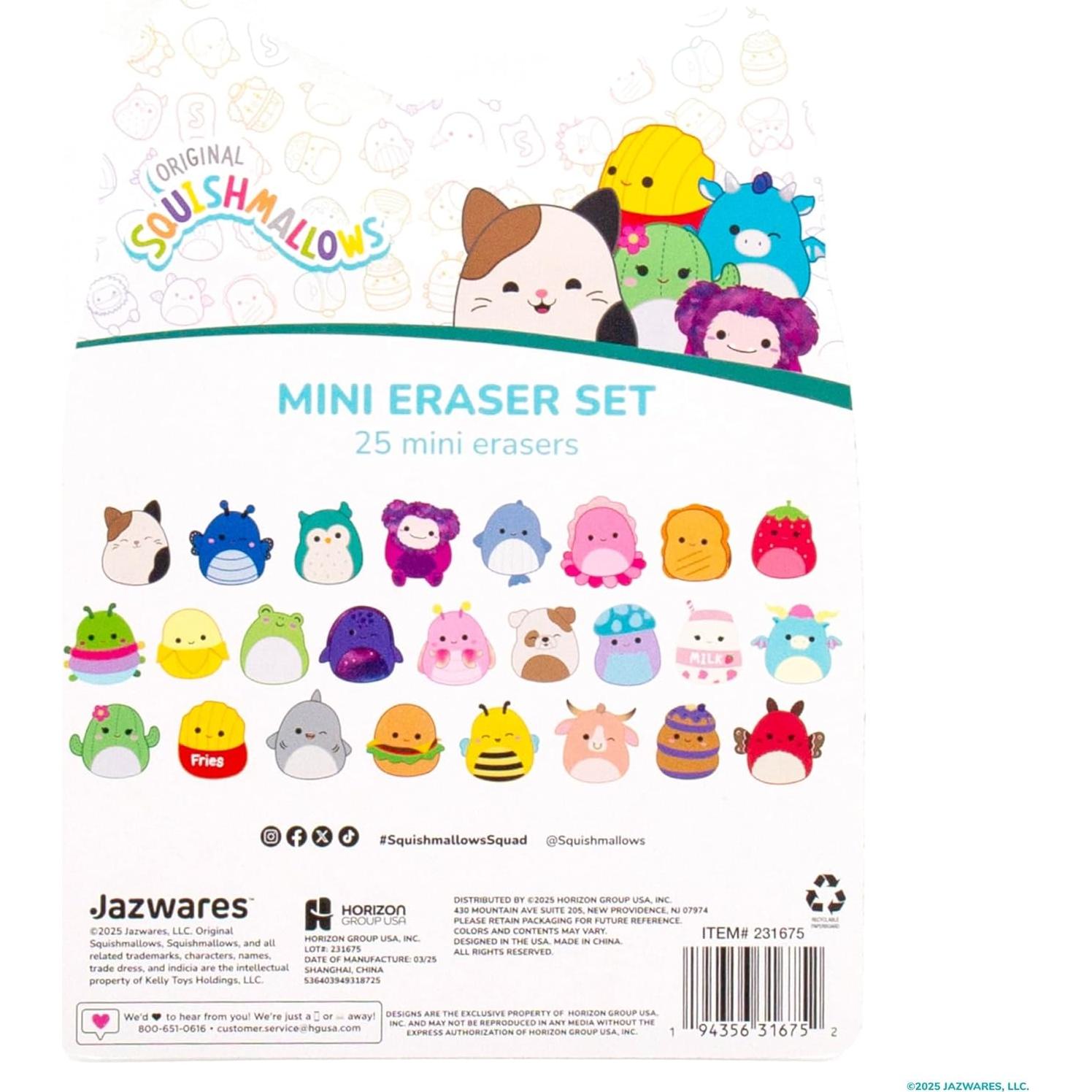 Conjunto de 25 Borradores Mini Squishmallows Originales