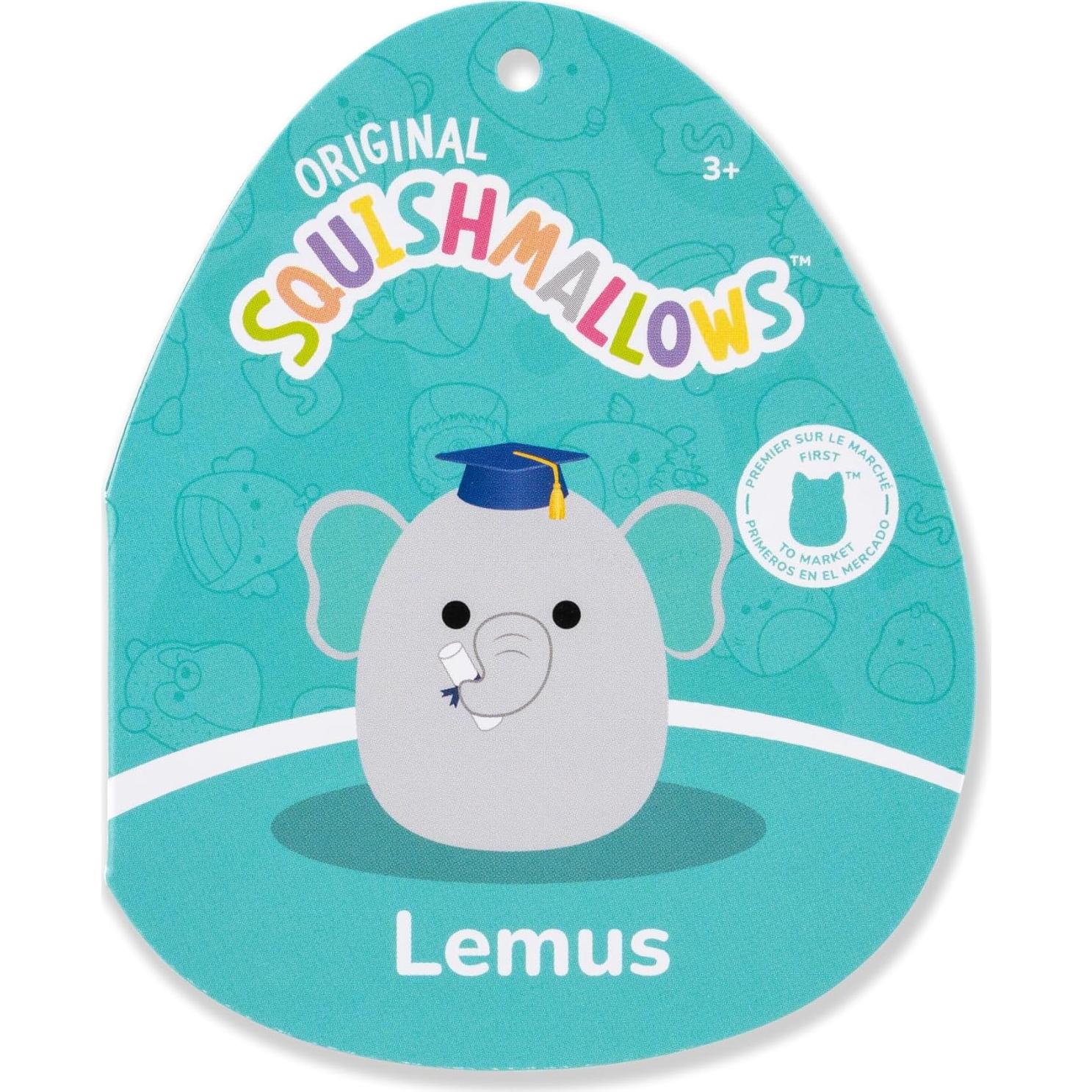 Peluche Squishmallows Lemus Elefante Gris 30.5cm con Gorra