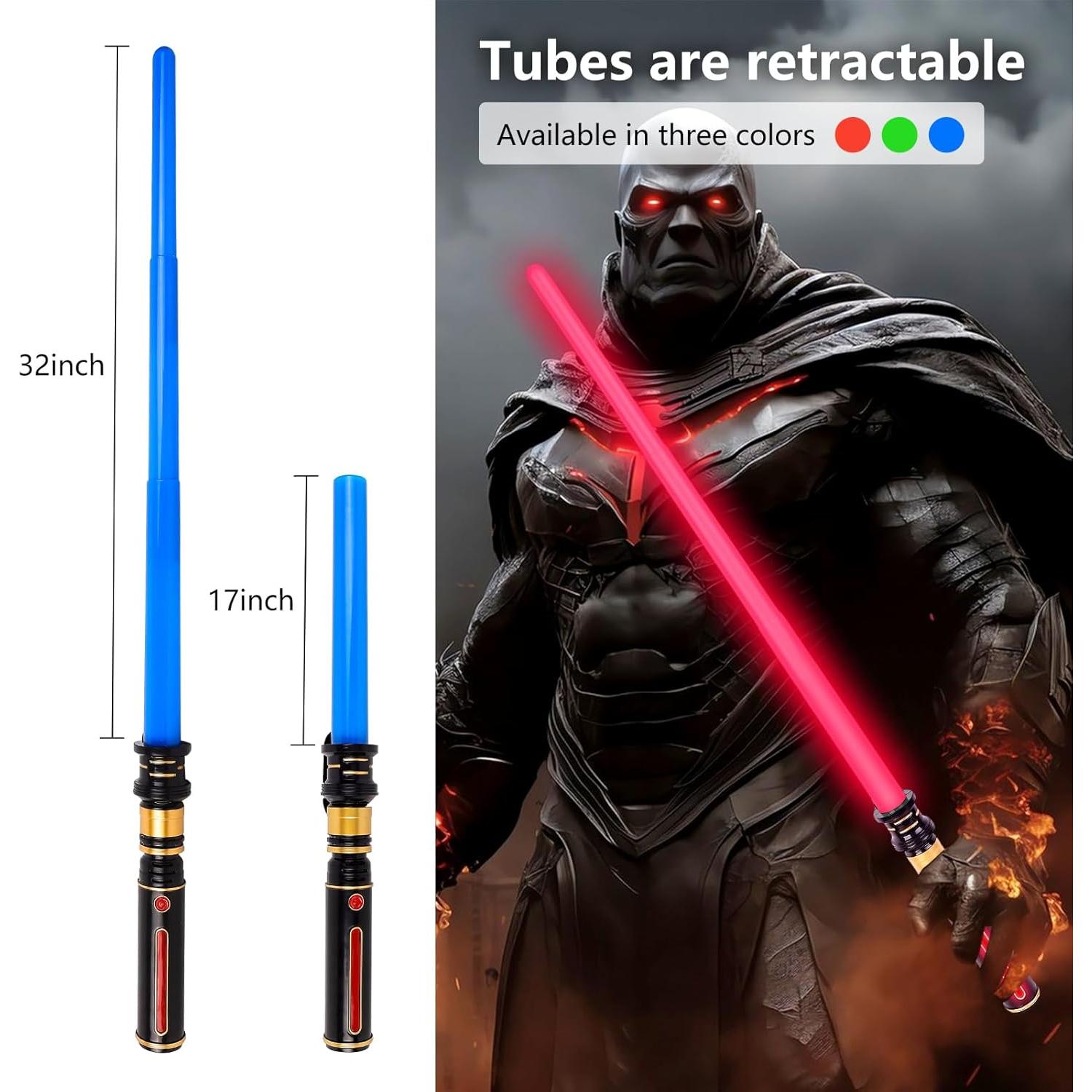 Sable de Luz Expandible YOFOTHS Rojo con Sonido para Niños