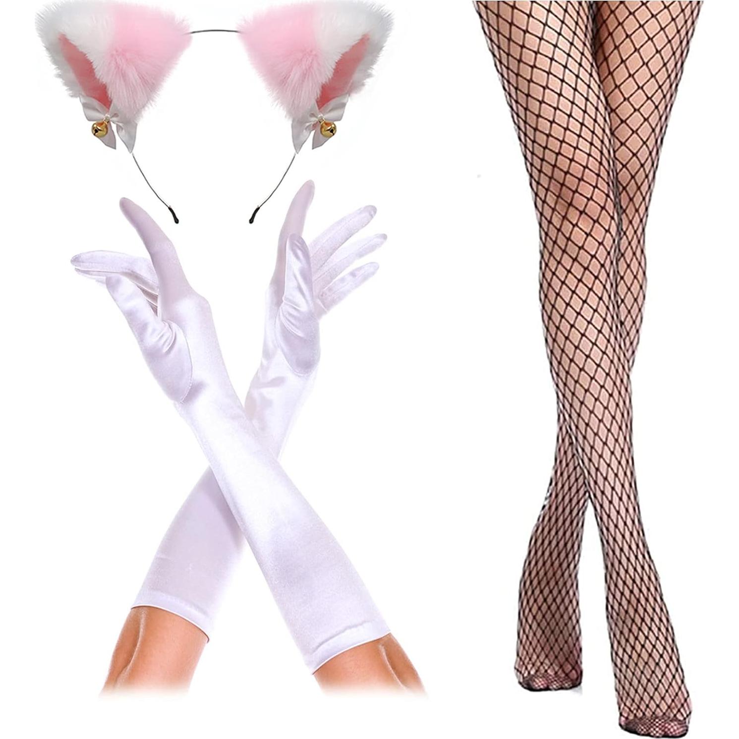 Disfraz de Conejita Rosa para Mujeres con Guantes y Orejas