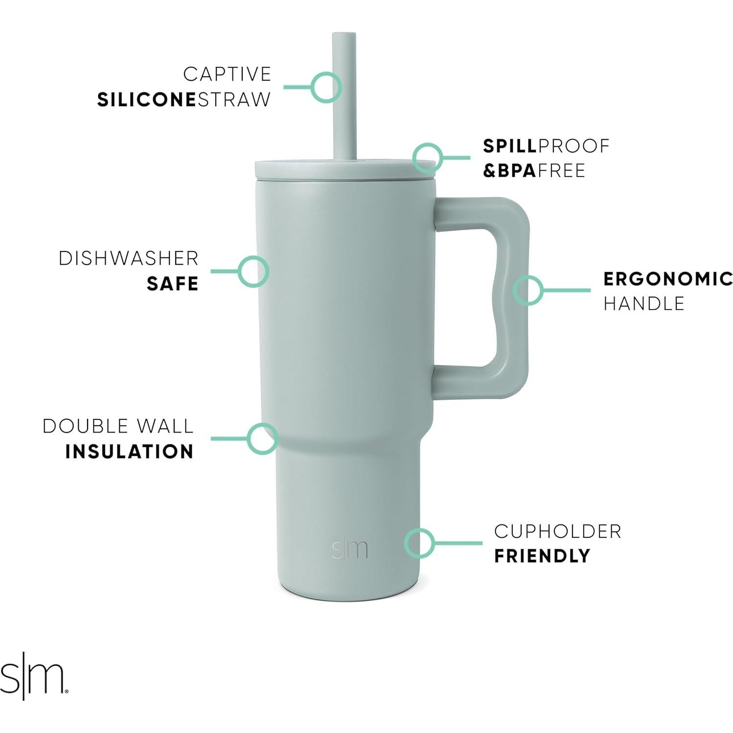 Taza Simple Modern Trek 24 oz Verde Mar con Asa y Tapa