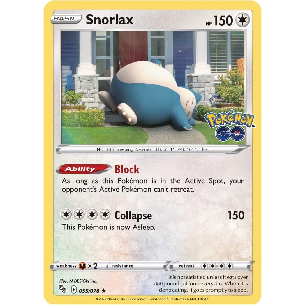 Pokémon TCG: GO Tin Snorlax - 2 Cartas Foil y 4 Paquetes