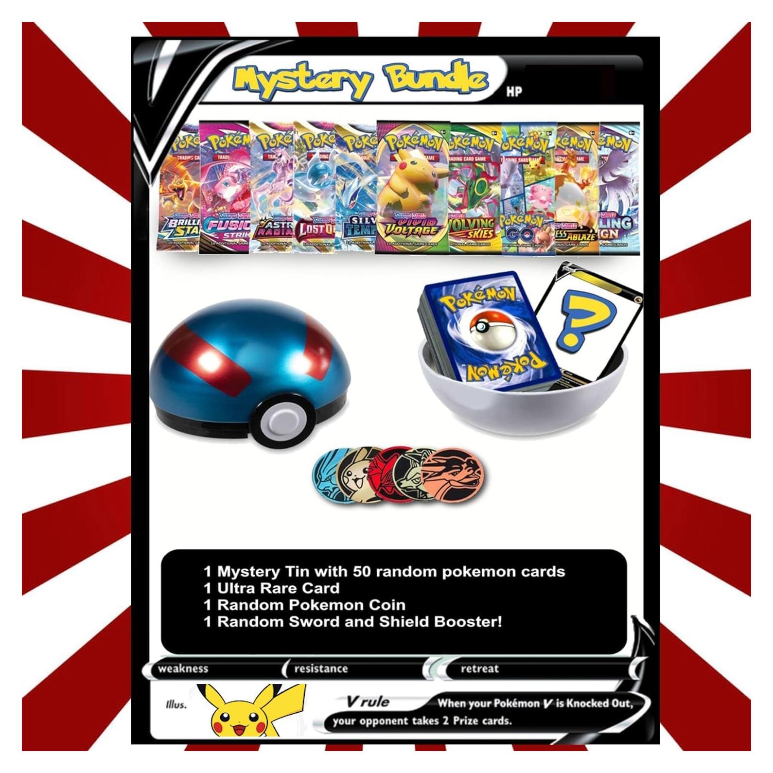 Paquete de Fiesta Pokémon 50 Cartas + 1 Ultra Rara + Moneda