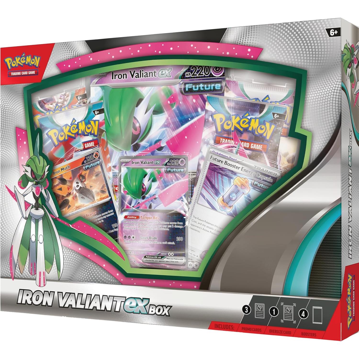 Caja Iron Valiant ex Pokémon TCG - 1 carta promocional y 4 refuerzos