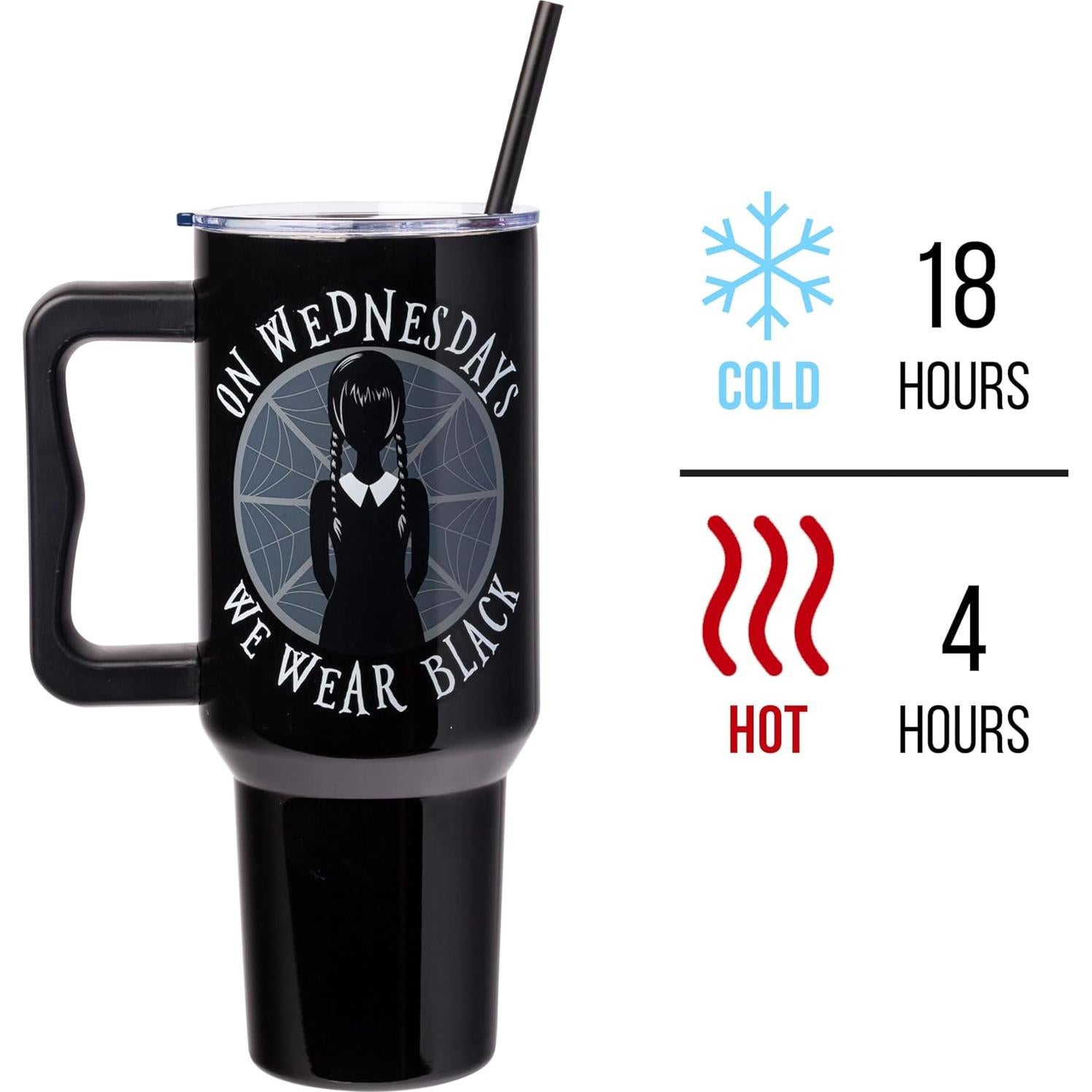 Vaso Acero Inoxidable Silver Buffalo Miércoles 1.18L Negro