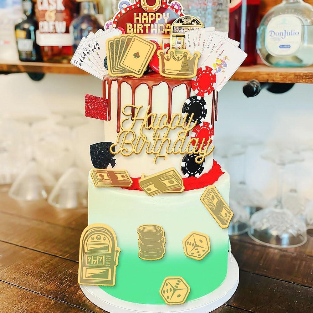 Toppers de Pastel de Casino Lvbeybc - 10 PCS Decoración Cumpleaños