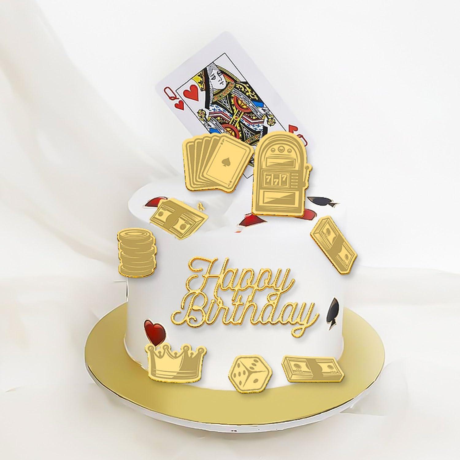 Toppers de Pastel de Casino Lvbeybc - 10 PCS Decoración Cumpleaños