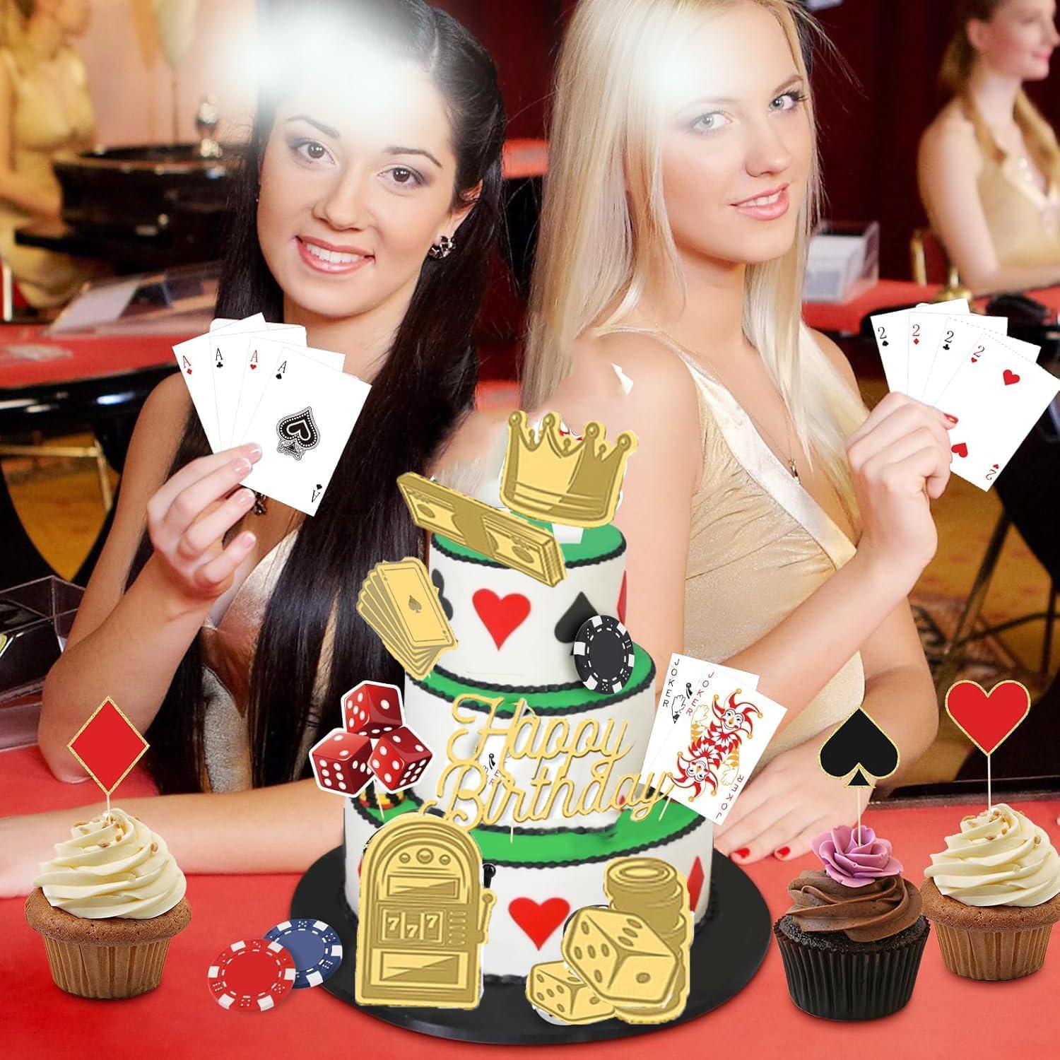 Toppers de Pastel de Casino Lvbeybc - 10 PCS Decoración Cumpleaños