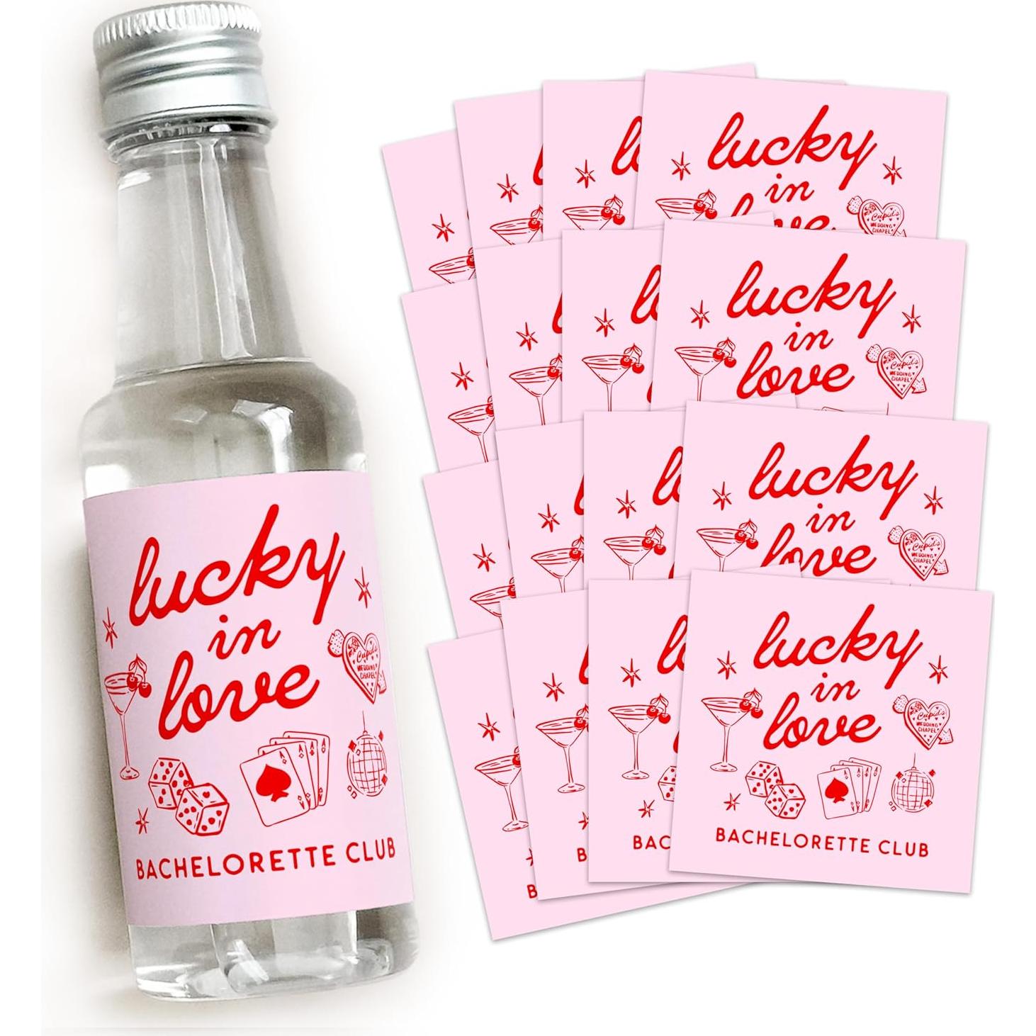 Etiquetas de Botellas de Licor Mini Suerte en el Amor - 16 Pzas