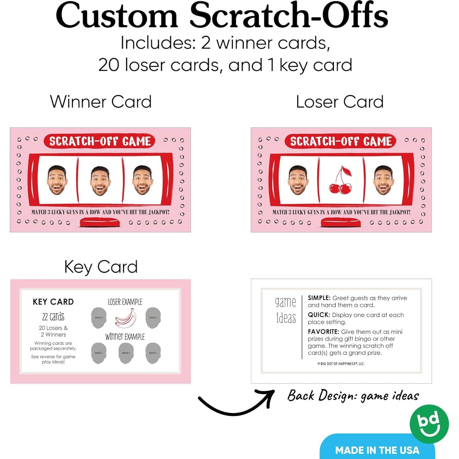 Tarjetas de Rascar Big Dot of Happiness - Suerte en el Amor - 22 Unidades