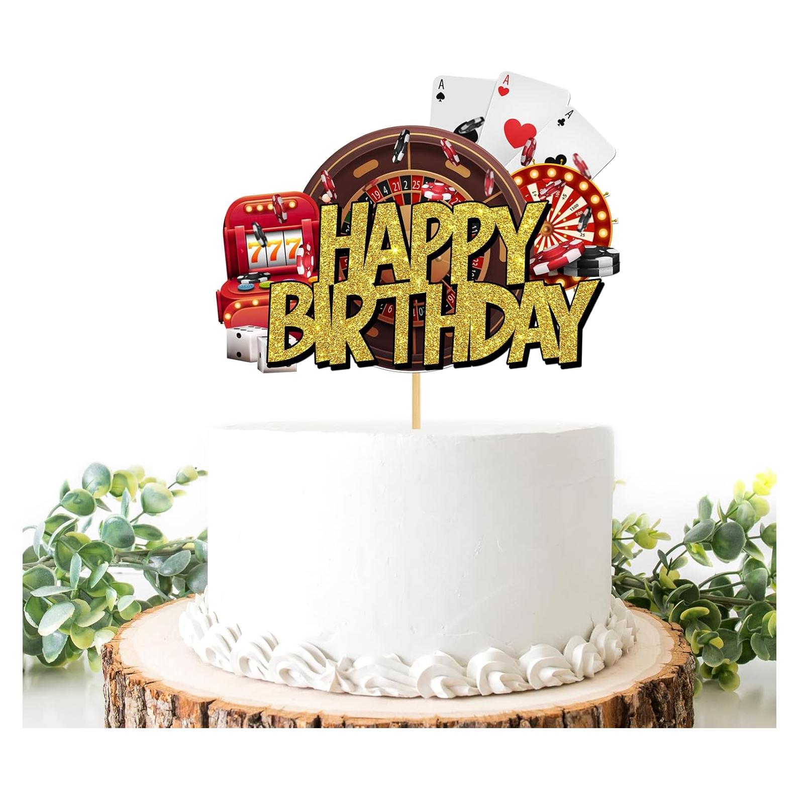 Adorno de Pastel Dorado Brillante Helewilk - Noche de Casino