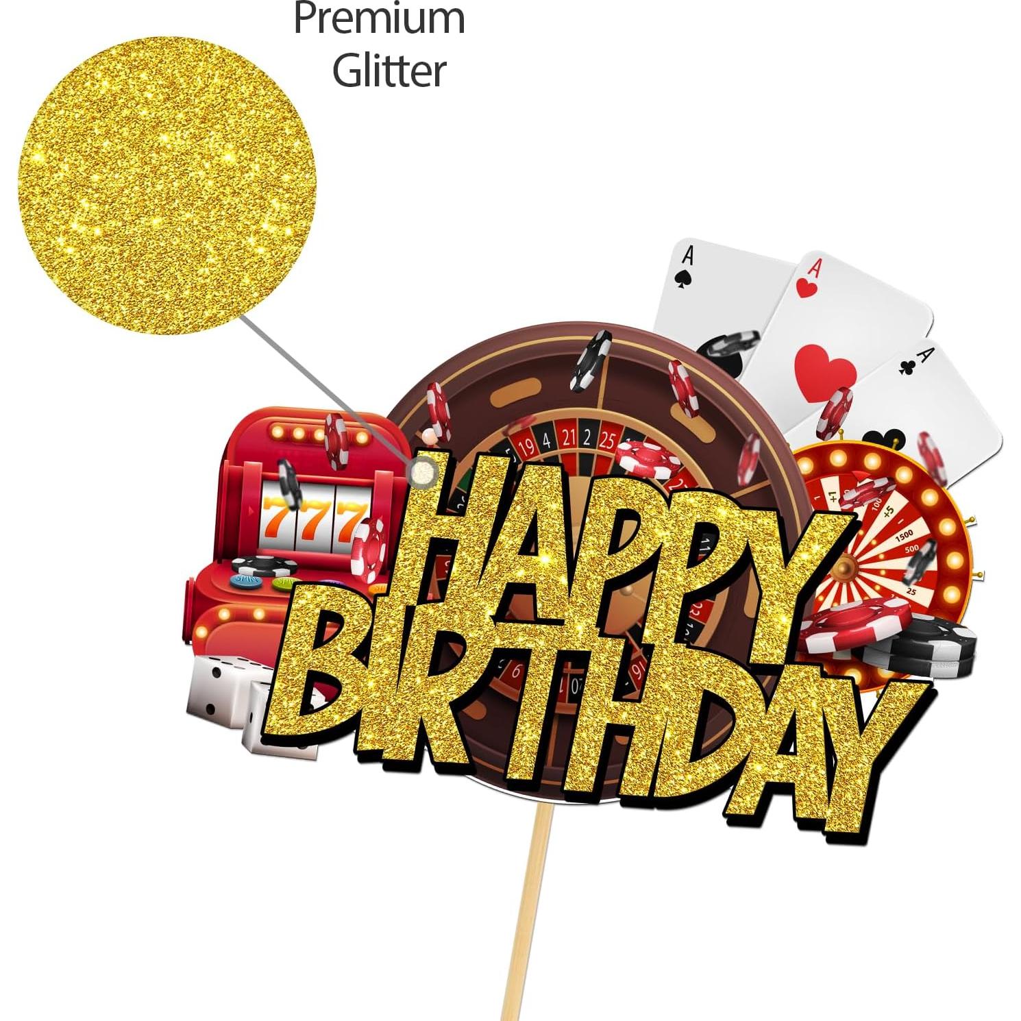 Adorno de Pastel Dorado Brillante Helewilk - Noche de Casino