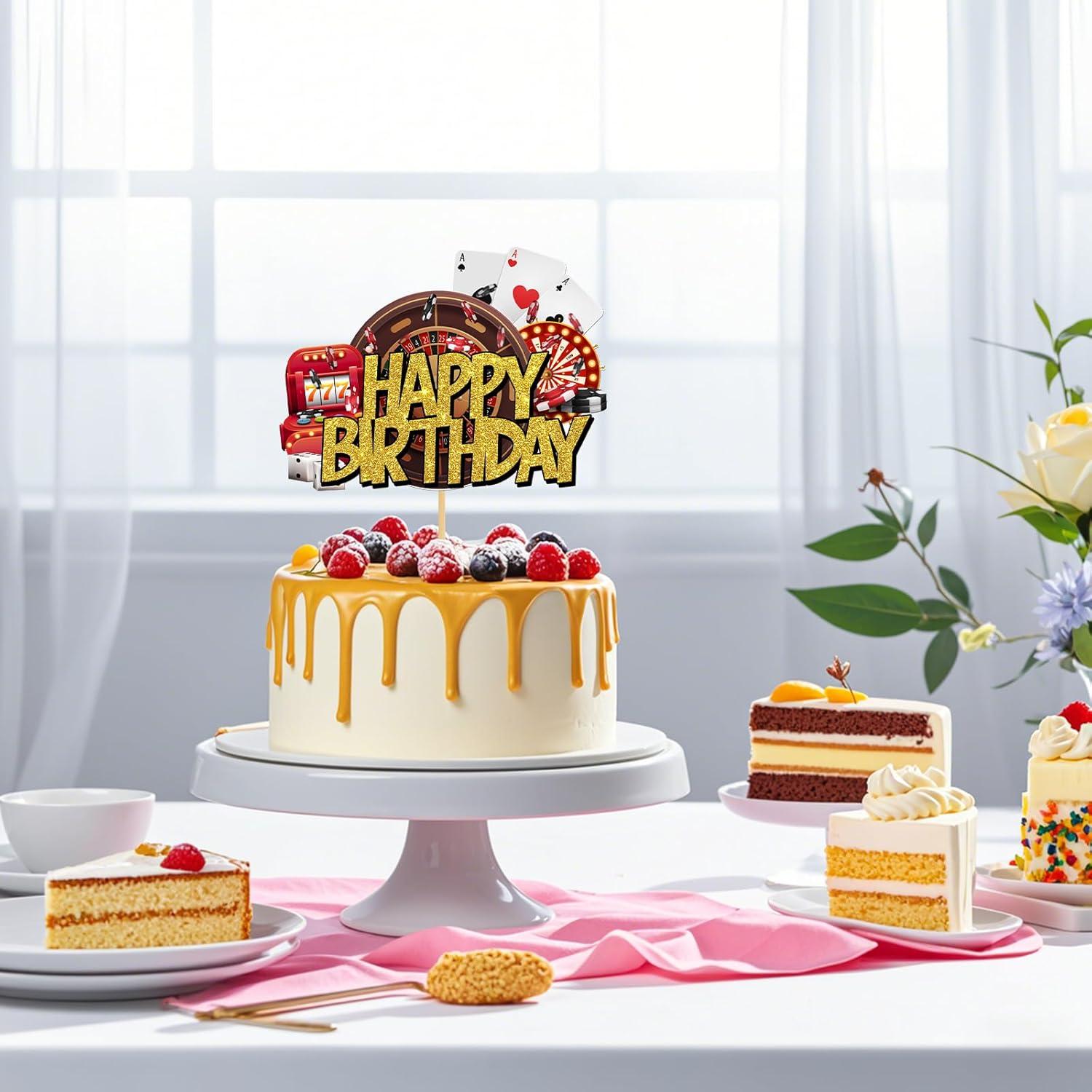 Adorno de Pastel Dorado Brillante Helewilk - Noche de Casino