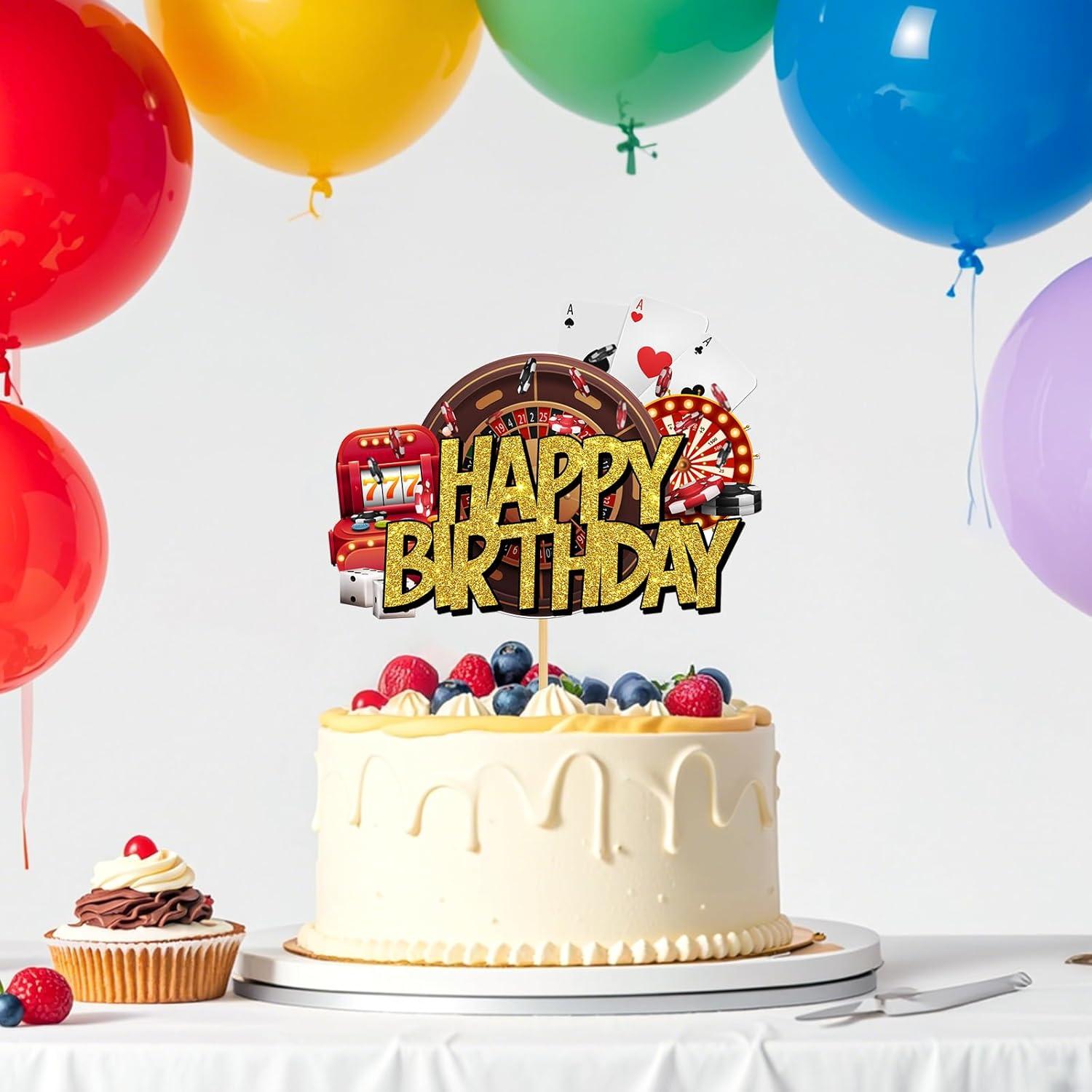 Adorno de Pastel Dorado Brillante Helewilk - Noche de Casino