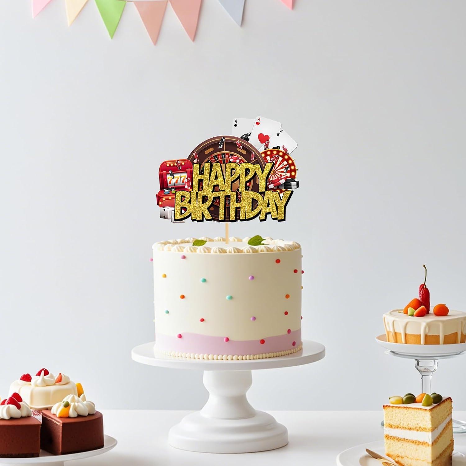 Adorno de Pastel Dorado Brillante Helewilk - Noche de Casino