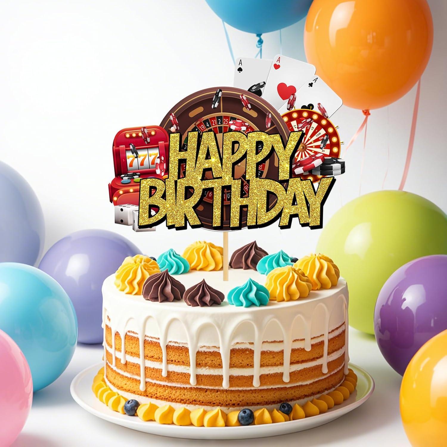 Adorno de Pastel Dorado Brillante Helewilk - Noche de Casino