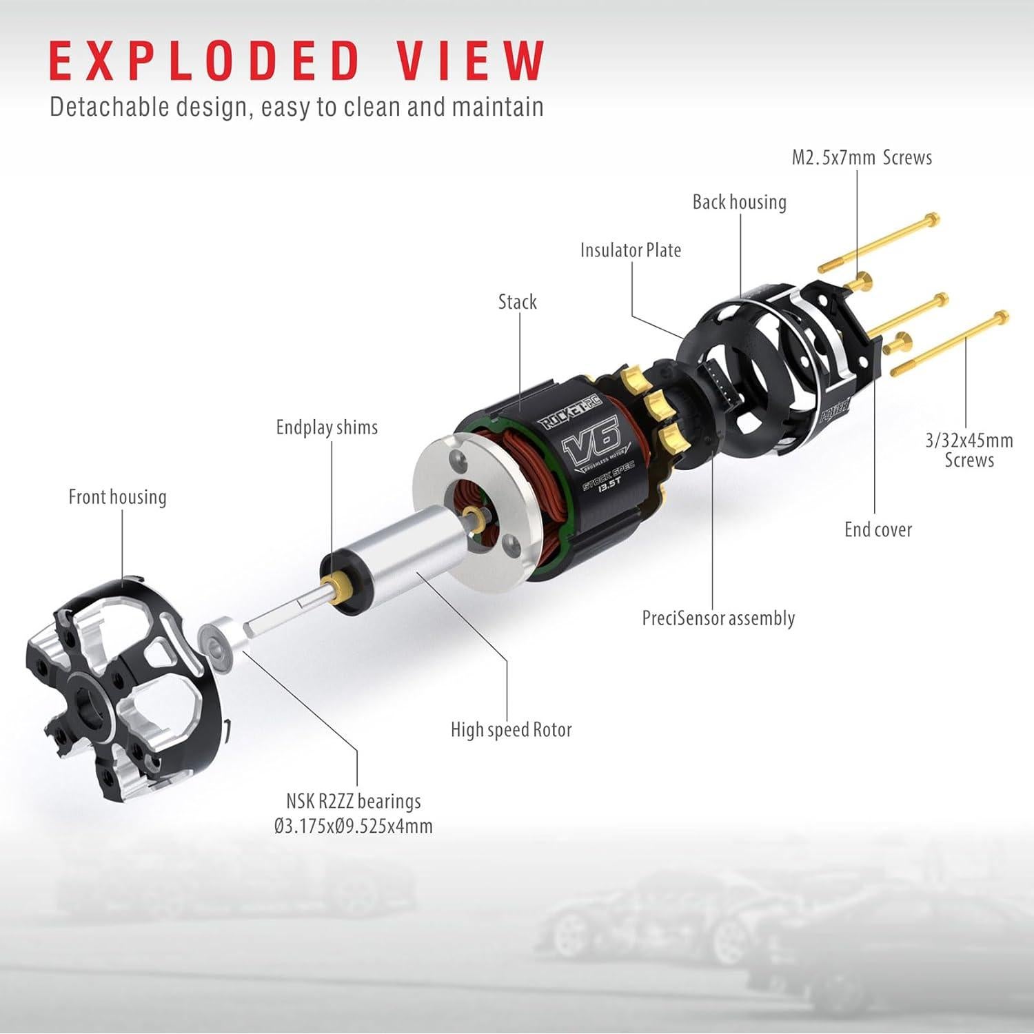 Motor sin escobillas Surpass Hobby 540 V6 17.5T para RC