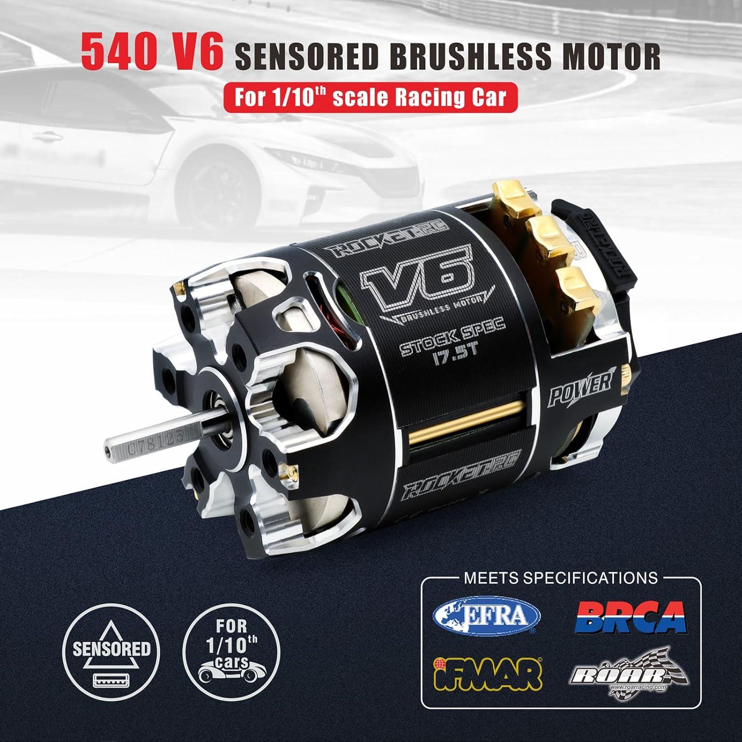 Motor sin escobillas Surpass Hobby 540 V6 17.5T para RC