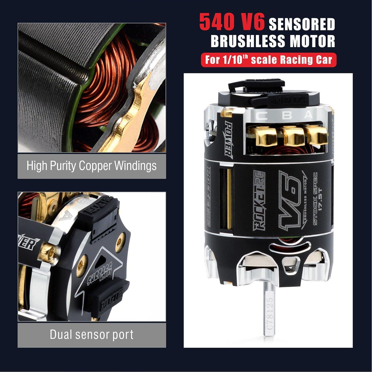 Motor sin escobillas Surpass Hobby 540 V6 17.5T para RC