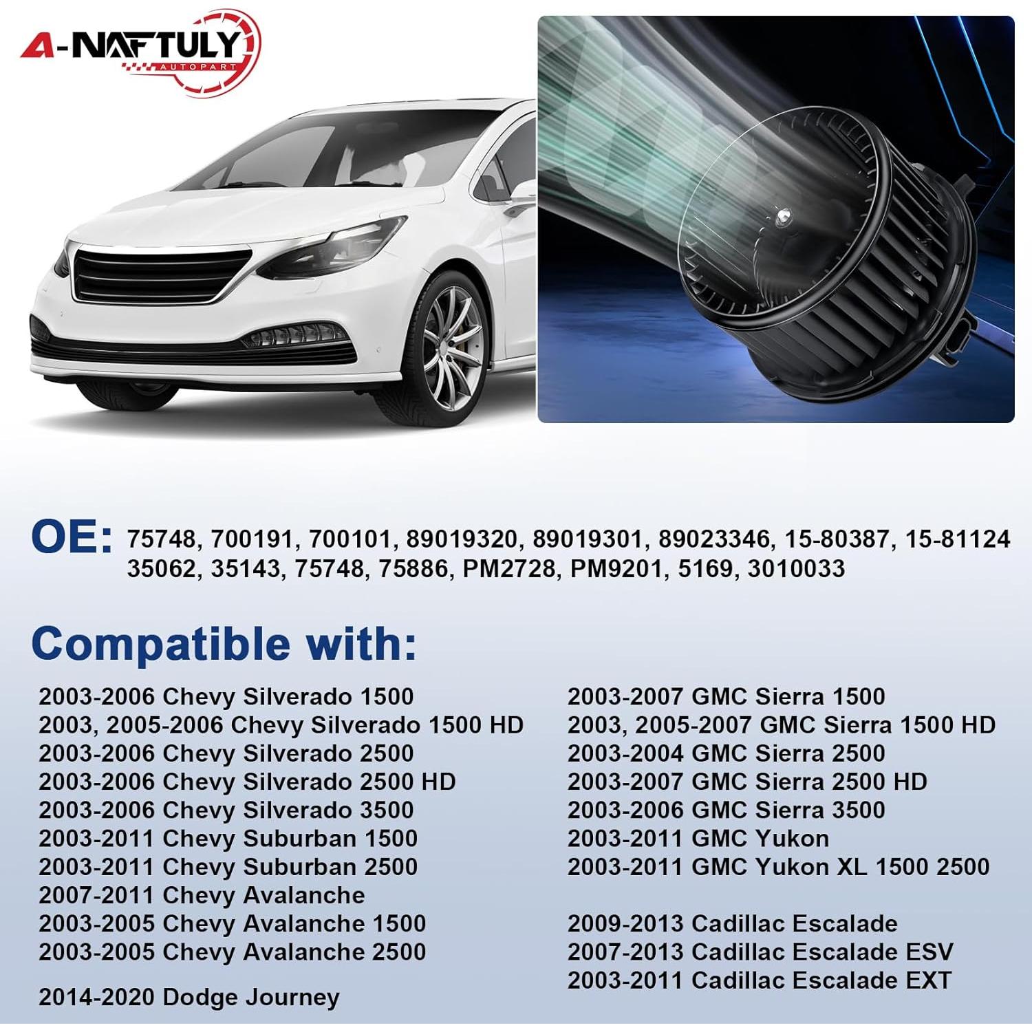 Motor del Ventilador A/C A-NAFTULY para Chevy/GMC 2003-2011