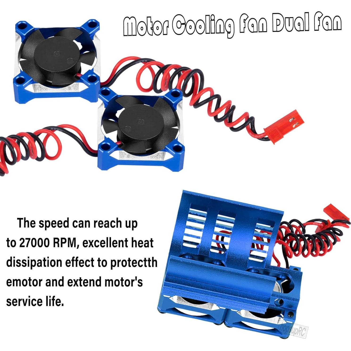 Ventilador de Enfriamiento Doble HopsupRC 40mm 1/8 Coche RC Azul